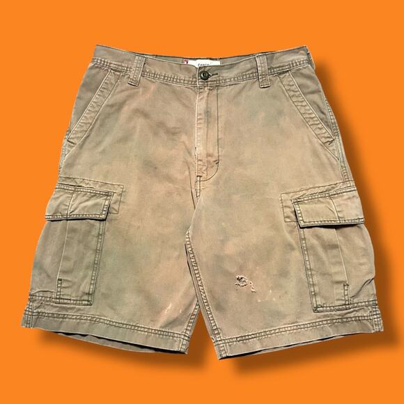 Vintage Thrashed Levis Cargo Shorts Faded Distressed y2k Cotton Size 34 Waist - Picture 1 of 14